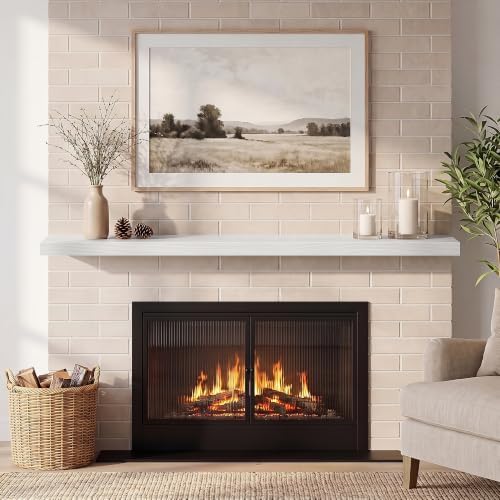 Fun Memories 60 Inch Fireplace Mantel Set of 2, Long Floating Shelf for Bedroom|Living Room, Wall Mounted Farmhouse Disp