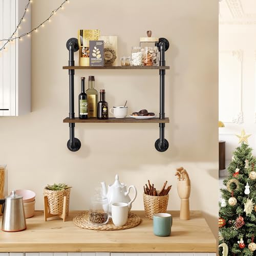 Merapi 2 Tier Rustic Floating Shelves Industrial Pipe Floating Shelf