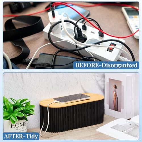 2 Pcs Cable Management Box, Fits Most Power Sockets, 11.8x5.1x4.3 in