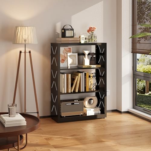 SteeLoong 3 Tier Bookcase,Metal Bookshelf with Adjustable Feet & Shelves
