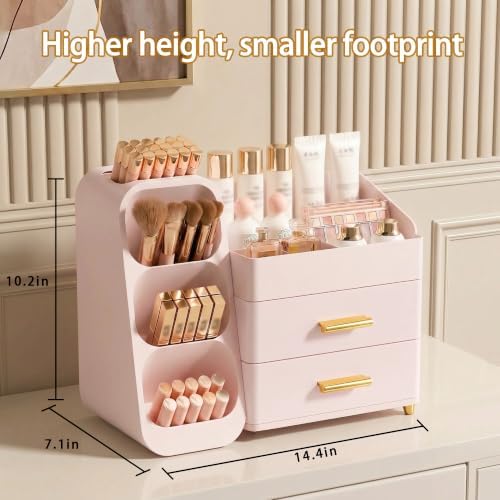 Large Capacity Makeup Organizer Countertop with Makeup Brush Holder for Vanity, Thickened Material, Bathroom Countertop 