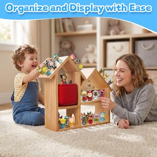 Tonies Shelf for Toniebox 2/1, Magnetic Tonies Storage for 30-40 Tonie Box Characters, Wooden Tonie Organizer Storage Sh