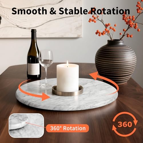 Marble Lazy Susan, 12" Lazy Susan Board with Silent Rotating