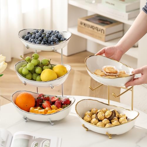 3 Tier Fruit Basket, Ceramic Fruit Bowl for Kitchen Counter 8