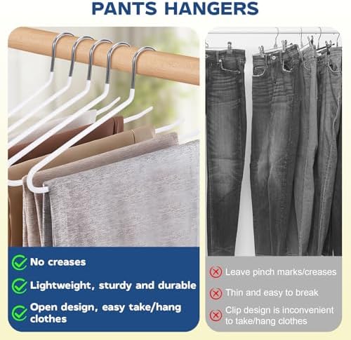 12 Pack Open Ended Pants Hangers, Non-Slip Metal Closet Hangers