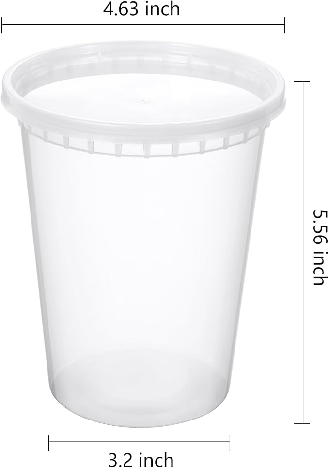 SHOPDAY Deli-Containers-with-Lids-32 Oz 50 Sets - Plastic-Food-Storage-Containers-with-Airtight-Lids, Freezer-Containers-for-Meal-Prep, Soup-Container-for-Overnight Oats, To-Go-Container