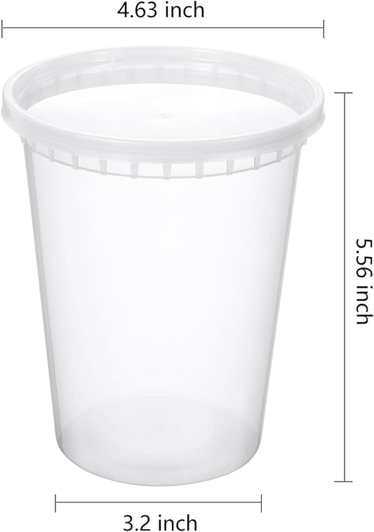 SHOPDAY Deli-Containers-with-Lids-32 Oz 50 Sets - Plastic-Food-Storage-Containers-with-Airtight-Lids, Freezer-Containers-for-Meal-Prep, Soup-Container-for-Overnight Oats, To-Go-Container