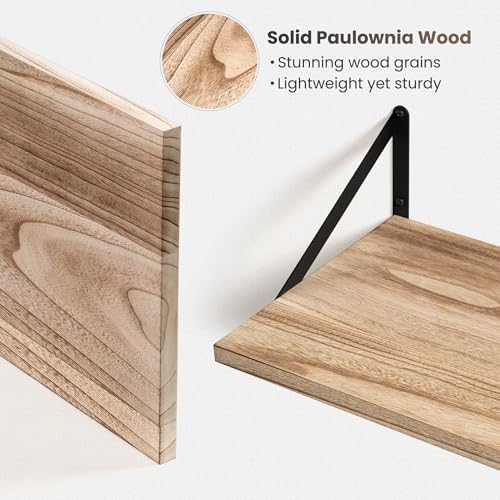 Marsmiles Deep Floating Shelves, 48'' x 12'' Light Wood Shelves Set of 2