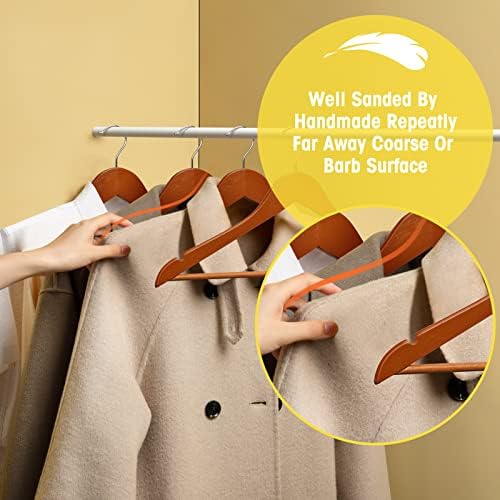 Wooden Hangers Clothes Hangers 30 Pack Slim Wood Hanger Coat Hanger for Closet,Hanger with Extra Smooth Finish,Hangers for Shirt Suit Dress Yellow Peach