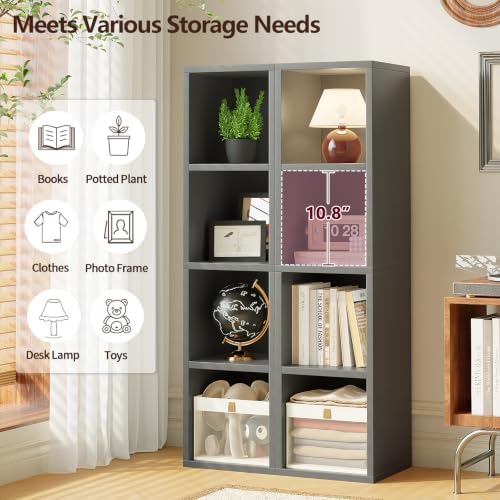 4-Tier Tall Narrow Bookshelf,Slim Bookcase with Open Cubes