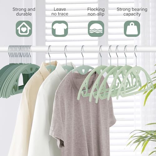 Velvet Hangers Felt Clothes Hangers 50 Pack Green Multi