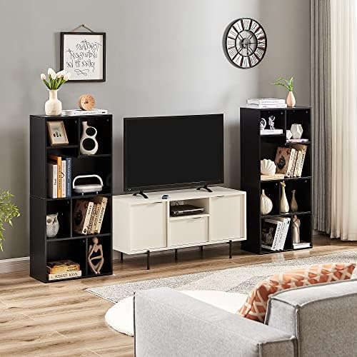 VECELO 42 Inch High Bookcase, 4-Tier Modern Storage Cabinet with Height Difference Shelves for Standard Textbooks, Floor