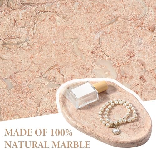 Koville Luxurious Natural Pink Marble Vanity Tray, Cloud Shape Serving Stone Key Tray for Home Decor, 10" x 7" Marble St