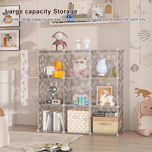 C&AHOME Clover Embossed Storage Organizer with Doors 10-Cube Shelf White