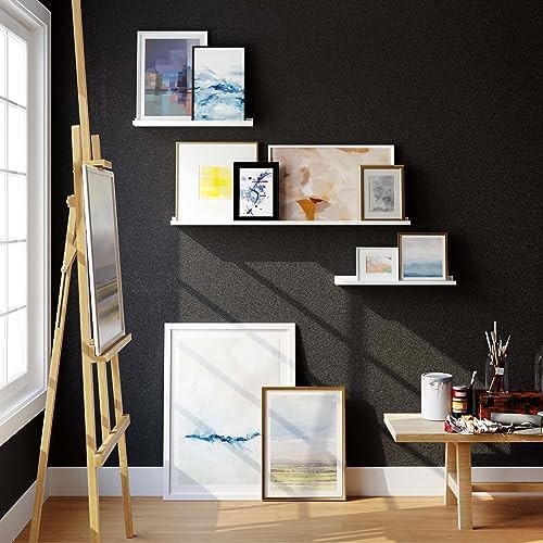Wallniture Denver Multi Size 48"-24"-24" Floating Shelves for Picture Frames Collage Wall Decor, Living Room Picture Led