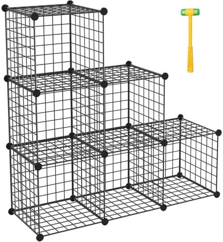 Wire Cube Storage Organizer, Metal Storage Shelves Bookshelf, Stackable Modular Closet Organizer for Bedroom Living Room
