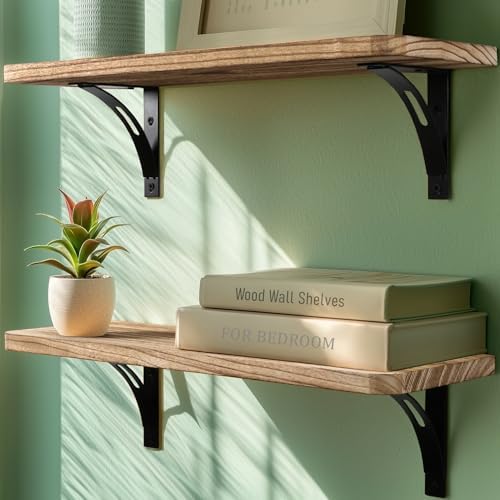 Reinforced Steel Bracket Room Shelves for Bedroom Wall - Easy to Install, Template and Video Included - Wall Mounted Rus
