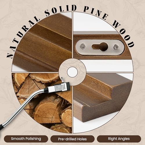 RICHFOCUS Vinyl Wall Mount, 2 Pack Solid Wood Record Shelf, Album Record Holder Display, 12 inch Floating Shelves for Wa
