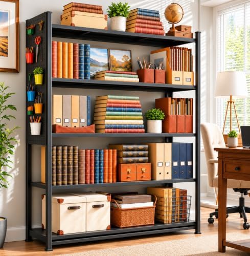 Metal Bookshelf Adjustable Bolt-Free Bookcase Heavy Duty Book Shelf 2000LBS