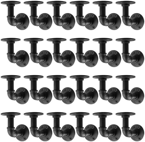 MUZIK 24Pc 4"×4" L Pipe Shelf Bracket, Heavy Duty Wall Mount, DIY Shelving