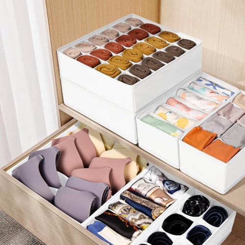 Criusia Drawer Organizer Clothes, 16 Pack Dresser Organizer Bins for Baby Clothes, Underwear Sock, Fabric Closet Organiz