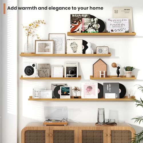 Fun Memories Picture Ledge Shelf, 36 Inch Floating Shelves Set of 2, Nursery Book Shelves for Kids, Wall Mounted Bookshe