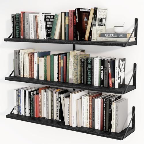 Heimlove Floating Book Shelves for Wall,35.4 Inches Long Wall Mounted Bookshelves,Heavy Duty Bracket Shelves for Living 