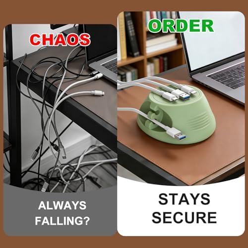 SOOoEC [N52 Ultra-Strong Snap-On Magnetic Cord Holder, Weighted Desktop Cable Organizer, Premium Liquid Silicone, No Col