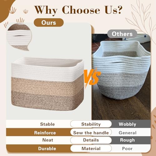 Baskets for Organizing,Storage Baskets,3 Pack Baskets for Shelfves,15"×10"×9" Woven Basket,toy storage bins,bins for organization