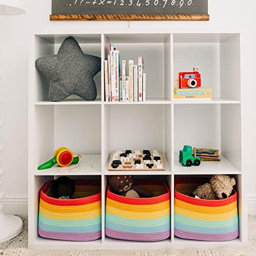 OrganiHaus Rainbow Baskets for Shelves, Set of 3, 15x9x10