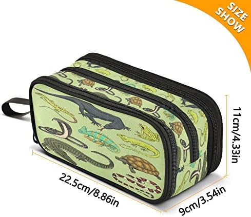 Fisyme Crocodile Snakes Lizard Pencil Case Large Capacity Pen Box Makeup Pouch Holder Organizer Stationery Bag for School Office College Traval Adult