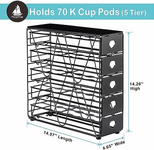 FlagShip K Cup Organizer for Keurig Pod Drawer Large Mullti Tier Coffee Pod Holder(70 Pods Capacity)