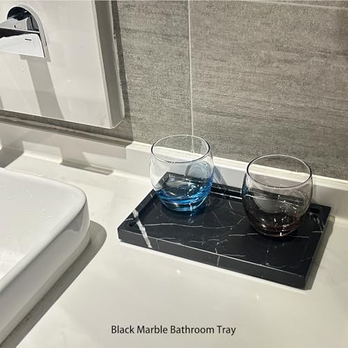 Natural Black Marble Vanity Tray, 9.8"x5.9"