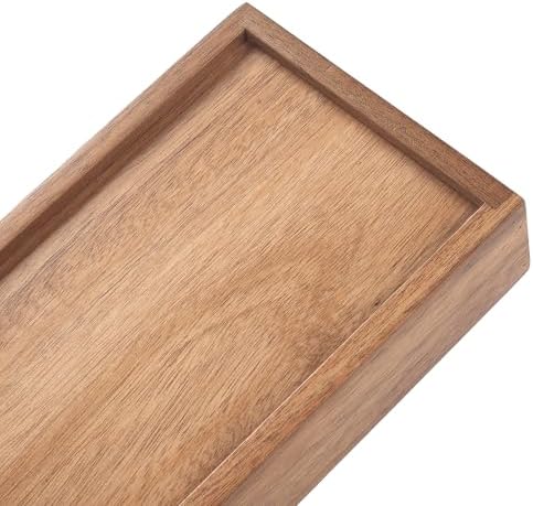 Bathroom Vanity Tray, Bathroom Tray for Counter, Acacia Wood Toilet Tank Tray for Organizing and Home Decor (11.8 x 4.5 