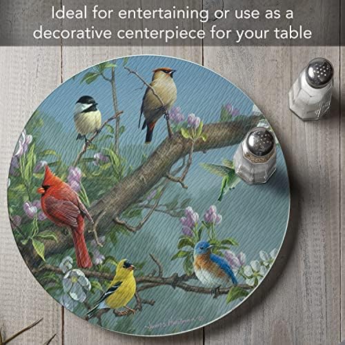 CounterArt Beautiful Songbirds 4mm Tempered Glass Lazy Susan Turntable