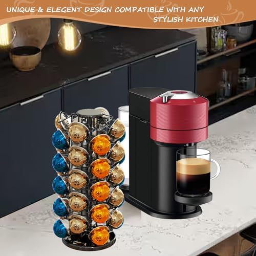 Nespresso Pods Holder Tower Stand,Vertuo Pod Holder 40 Pods Capacity,Black