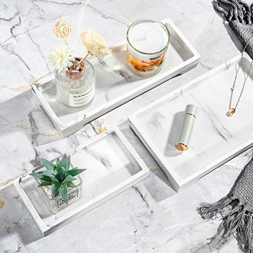 Luxspire Resin Bathroom Tray for Countertop Organizer, Mini, Gravel White
