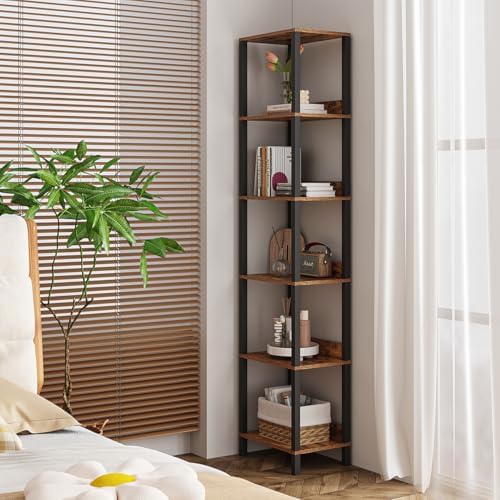 6 Tier Bookshelf with Anti-Fall Baffle, Tall 64.79" Bookcase with DIY Shelves, Industrial Book Shelf Storage Organizer, 