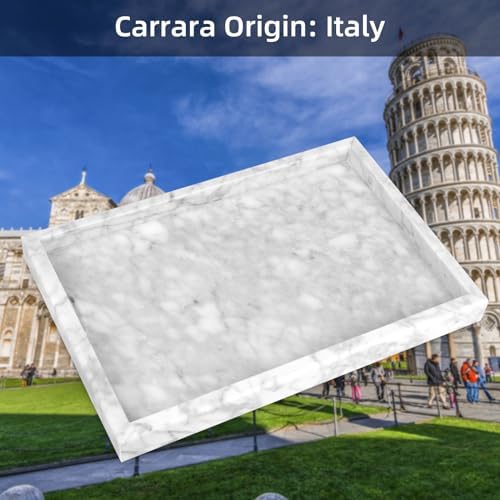 Marble Bathroom Vanity Tray, Carrara White, 12"x 8" x1.2"