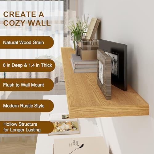 Fun Memories Floating Shelves 55 Inch Long, 8 Deep Floating Shelves for Wall, Large 55 x 8 Display Shelves for Living Ro