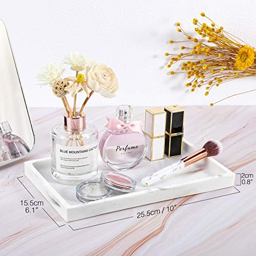 Luxspire Resin Bathroom Vanity Tray for Countertop Organizer,M,Gravel White