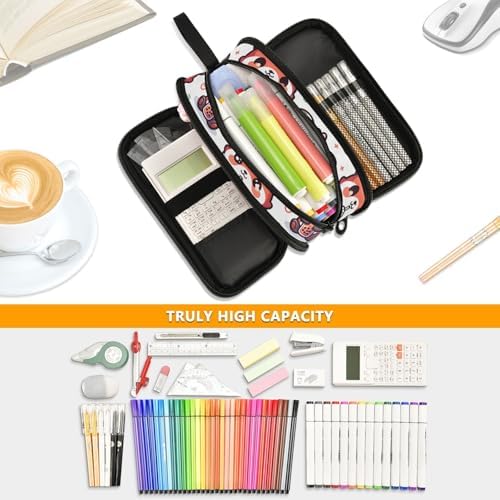 Custom Cute Red Panda Bubbles Pencil Case Box Boys Girls Personalized Name Large Pencil Pouch Stationery Pen Bag Organizer for Kids Adults School Office