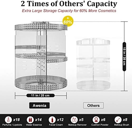 Awenia Makeup Organizer 360-Degree Rotating, Adjustable Makeup Storage, 7 Layers Large Capacity Cosmetic Storage Unit, F