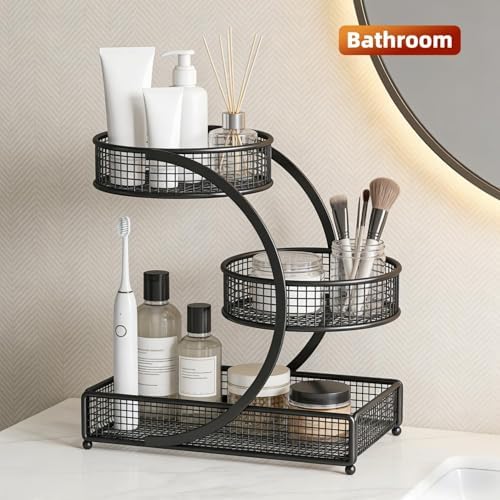 Makeup Organizer Countertop for Vanity, 3 Tier Bathroom Bedroom Counter Skincare Organizer Cosmetic Display Shelf Vanity