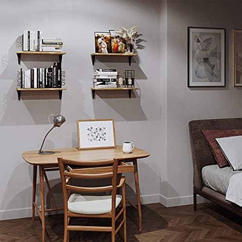 Wallniture Arras Floating Shelves for Wall Storage, Wood Wall Shelves for Kitchen Organization and Storage, Set of 4, 17