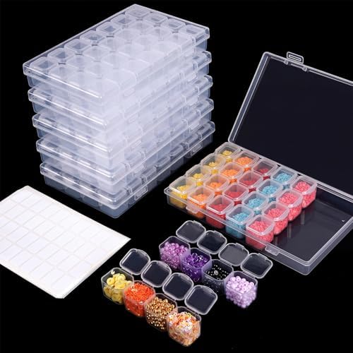 Diamond Painting Storage Boxes 6 Pack 28 Grid 168 Slots Bead Organizer