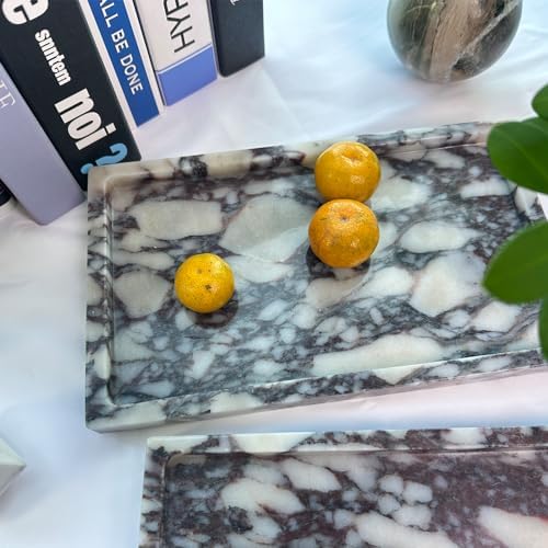 Natural Calacatta Viola Marble Vanity Tray, 9.8"x5.9"