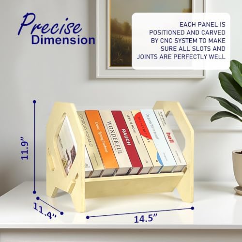 2 pack Desktop Bookshelf, Stackable Book Organizer with Handle, storage rack for CD/Magazine/File Folder, Portable Small
