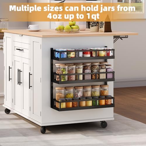 X-cosrack Wall Mount Spice Rack Organizer 5 Tier Height-Adjustable Hanging Spice Shelf Storage for Kitchen Pantry Cabine