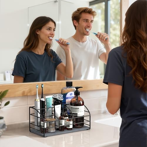 Luxspire 5 Slots Toothbrush Holders with Diatomaceous Earth Tray, Black